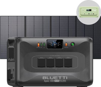 BLUETTI Apex 300 2764.8 Wh - 3840 W- Duurzame energie - met 350W Zonnepanelen PV350 - LiFePO4-accu van de tweede generatie (automotive-kwaliteit) – ontworpen voor een levensduur van 17 jaar - Plug-and-play, directe UPS-omschakeling binnen 20ms