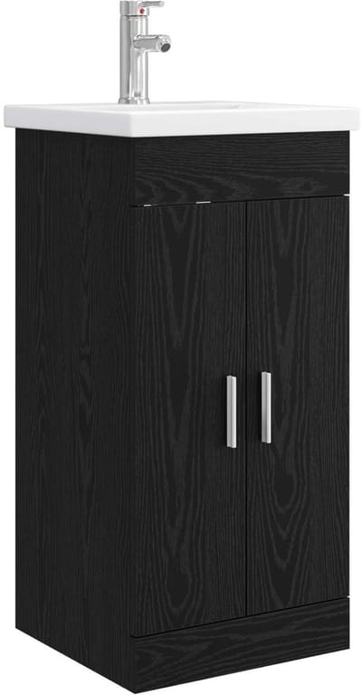 vidaXL - Badkamer - Vanity - met - Wastafel - Zwart - eiken - 42 - x - 40 - x - 84,5 - cm
