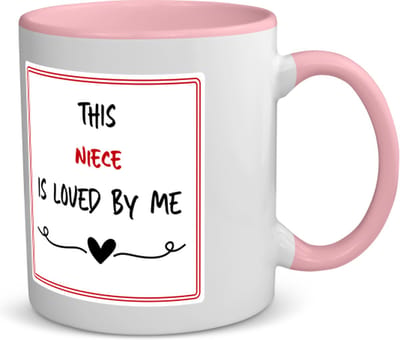 Akyol - this niece is loved by me koffiemok - theemok - roze - Nicht - iemand die houdt van zijn nicht - verjaardag - cadeautje voor nicht - nicht artikelen - kado - geschenk - 350 ML inhoud