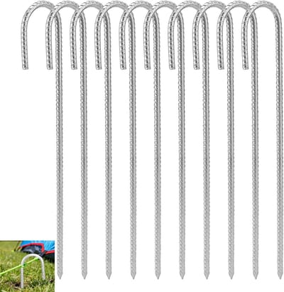10 Stuks 40cm Grondpinnen van Gegalvaniseerd Staal, Ideaal voor Tenten, Trampolines en Tuinmeubelen