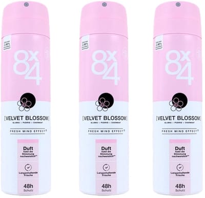 8x4 deodorant Velvet Blossom Spray - Voordeelverpakking 3 x 150 ml