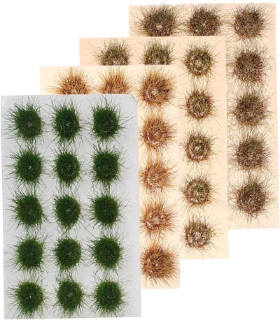 Miniatuur Gras Clusters - Kunstgras Polletjes - Modelbouw Landschap - Levensechte Textuur - 4 Stuks - Diverse Kleuren