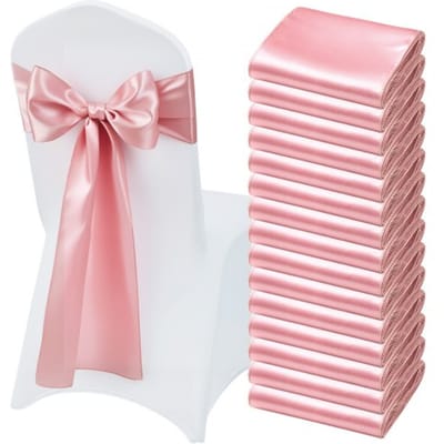 VEVOR Satijnen stoelriemen met strikken (275x17 cm) 50 stuks. Stoellinten om vast te binden, stoellinten voor bruiloften, banketdecoraties, evenementen, banketstoelhoezen, roségouden stoelstrikken.