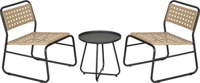 Bistroset Brienza tuintafel met 2 tuinstoelen zwart en beige casa.pro
