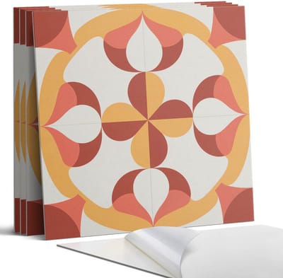 Coloray Wandpanelen Zelfklevend - Abstract geometrisch patroon Zelfklevende Wandpanelen - 50 cm x 50 cm - Oranje Wandpaneel PVC - 5 stuks - Abstractie Wandpanelen Zelfklevend - Keuken Wandpanelen - Wandpanelen Badkamer