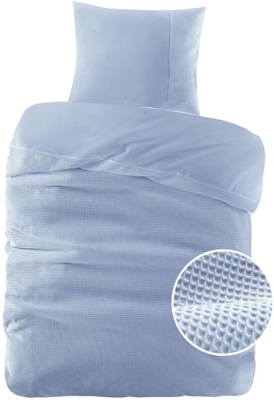 Papillon Dekbedovertrek Mendoza Wafel Licht Blauw - 140x200/220 cm - Hoogwaardige Percale Katoen Super Zacht