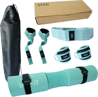 Complete Fitness Set: Squat Pad, Gewichthefbanden, Enkelbanden en Polssteun voor Krachttraining