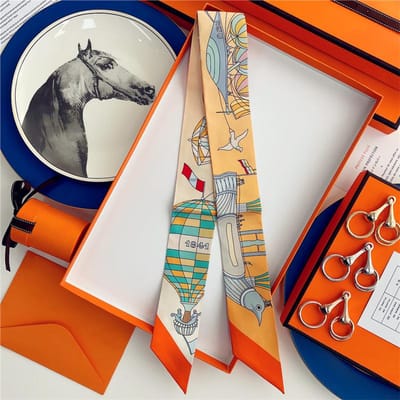 100% Zijde Hoge Kwaliteit Luxe Merk Sjaal Dames Hoofdband Haarband Foulard Strik Lint Neckerchief Dunne Sjaals Accessoires 5x85cm gray