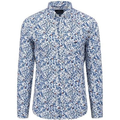 Fynch-Hatton Overhemd Allover Vibrant Flower Pattern Vibrant Blue / male