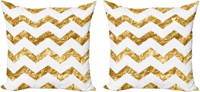 ABAKUHAUS Decoratiekussen – Kussenhoes 2x40 cm – Zigzag – Licht koffiekleur