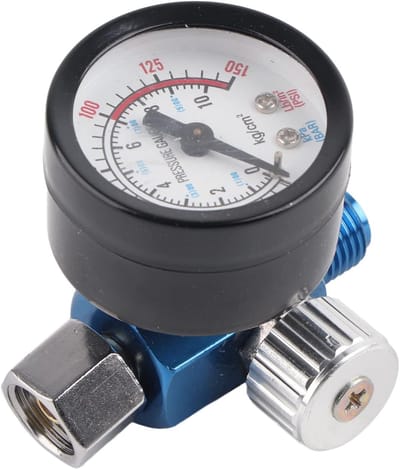 Luchtdrukregelaar - Spuitpistool manometer - Verfspuiten - 0-150 PSI bereik - 6x6x5 cm