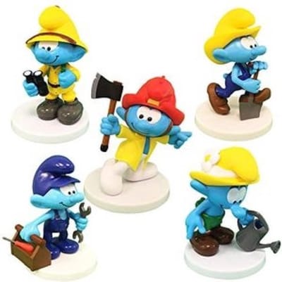 Speelset smurfen op rondje - 14 stuks - beroepen, de smurfen