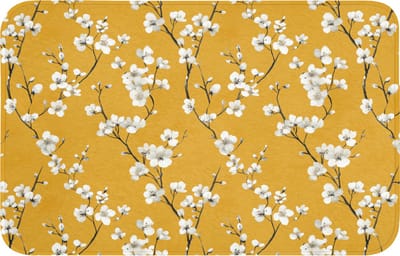 WC mat 80x50 cm - Antislip - Bloesemtak - Aquarel - Geel - Toiletmat - Vloermat - Douchemat - Toilet tapijt - Toiletmatten