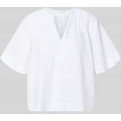 boxy fit linnen blouse met V-hals