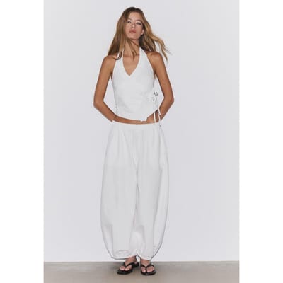 Stradivarius Gekruiste haltertop  Ecru XS