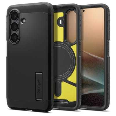 Spigen Tough Armor Hoesje Geschikt voor Samsung Galaxy S26 Plus | Compatibel met MagSafe / Qi2 | Back Cover Militaire Standaard | Kickstand | Zwart