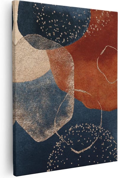 Artaza Canvas Schilderij Abstracte Kunst - 40x50 cm - Muurdecoratie Woonkamer - Wanddecoratie Geometrisch - Kamer Accessoires Blauw