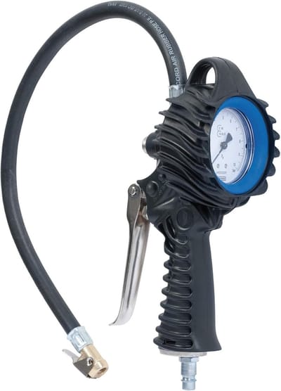 Perslucht Bandenvuller - Bandenpomp Manometer - Banden Oppompen - Gekalibreerd Robuust - 0-10 Bar 540mm - Zwart