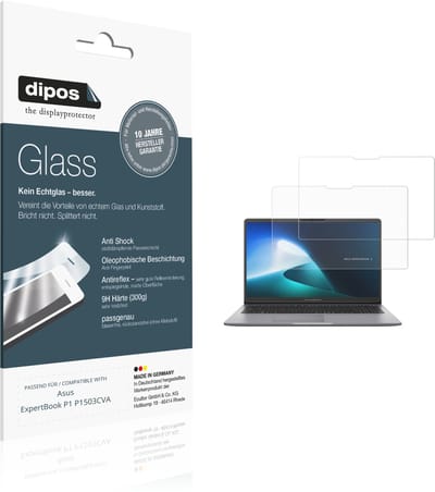 dipos – 2x Matte Pantserfolie geschikt voor Asus ExpertBook P1 P1503CVA | 9H Screenprotector
