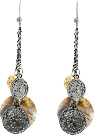 Behave - Oorhangers dames - Boho stijl antiek zilverkleur met muntjes