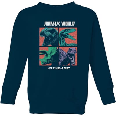 Jurassic Park World Four Colour Faces Kids' Sweatshirt - Navy - 110/116 (5-6 jaar)