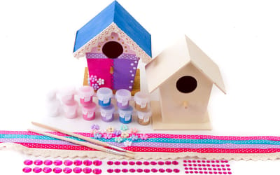 Vogelhuisje Schilderen Knutselpakket – 2 Houten Vogelhuisjes DIY – Creatief Knutselen voor Kinderen – Complete Set met Verf, Penselen en Decoraties – Kinderfeestje & Cadeau