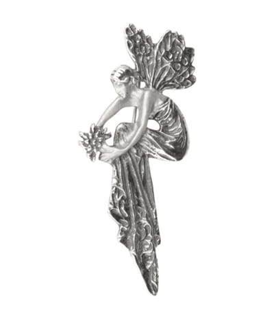 Zilveren Vrouw met vleugels Art Nouveau Jugendstil XL hanger en broche