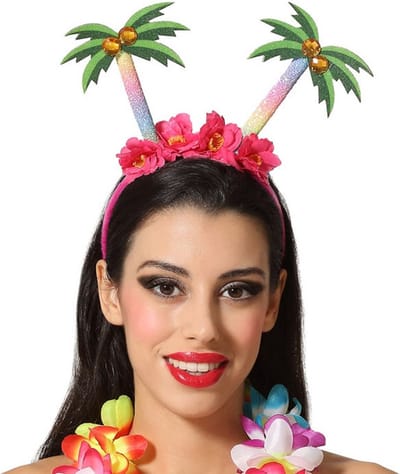 Atosa Carnaval verkleed Tiara/diadeem - Palmbomen en bloemen - dames - Tropische Hawaii thema