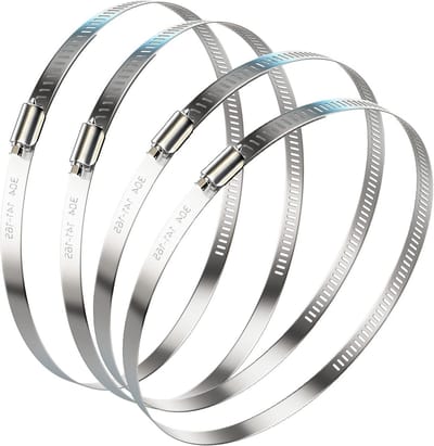 Verstelbare 6 Inch Slangklemmen van 304 RVS - 4 Stuks Worm Gear Klemmen voor Brandstofslang, Luchtkanalen en Droger Ventilatie met Diameter 5.6"-6.4