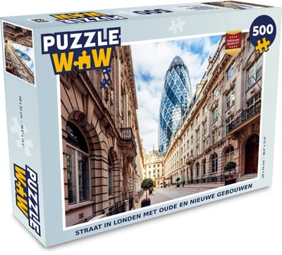 Puzzel Straat in Londen met oude en nieuwe gebouwen - Legpuzzel - Puzzel 500 stukjes