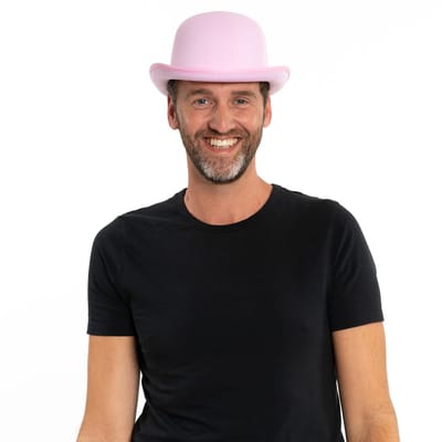 Partychimp voordeelverpakking 6 pack Bolhoed Satijn Hoedje Carnaval Accessoires voor bij Carnavalskleding Dames Carnavalskleding Heren Verkleedkleren Volwassenen - Roze – Polyester - 6 pack