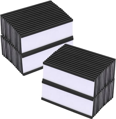 Dailygoods- Etikettenhouder Magnetisch - 60 Stuks - 7,5 x 2,5 cm - Zwart - Labeldragers - Magneetborden voor School - Magneten