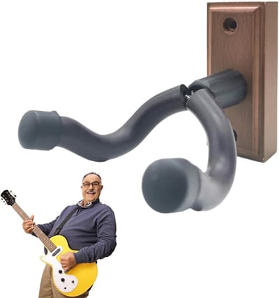 Gitaar Muurbeugel - Gitaar Hanger - Instrument Ophangen - Zachte Bescherming - 15 cm - Zwart Walnoot