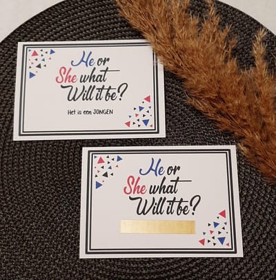 Mint11 - Kraskaart het is een jongen - He or she what will it be? - gender reveal - geslacht bekend maken - geslachtsbepaling -