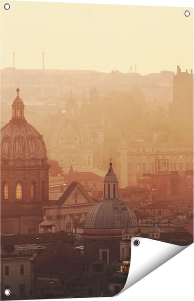 Gards Tuinposter Rome Stad bij Zonsopgang - 60x80 cm - Tuindoek - Tuindecoratie - Wanddecoratie buiten - Tuinschilderij