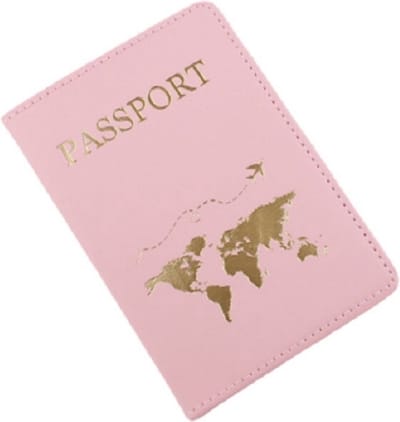 Wereldkaart Premium Lederen Paspoorthoes - Paspoorthouder - Paspoort Protector - Roze