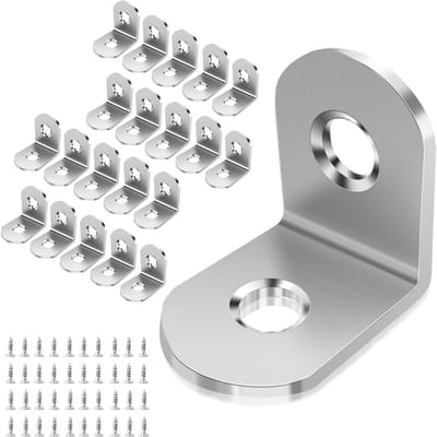 EXCITAT Hoekanker - Hoekverbinder - 90 graden hoekbeugel - RVS metalen hoek L beugel - met schroeven - voor meubels, stoelen, tafels, ramen - 20 x 20 mm - 20 stuks