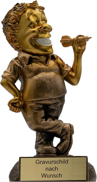 Gouden Dartbeker - Kunststof Trofee - Dart Toernooi - Met Gravure - 16 cm - Goud