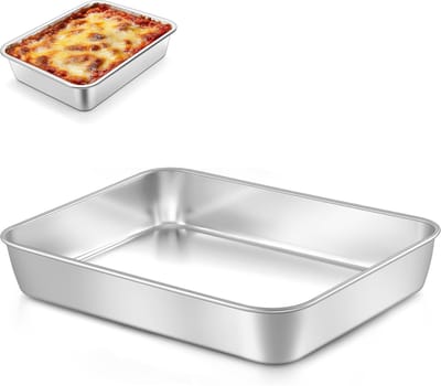 Bakvorm - Roestvrijstalen bakvorm - Rechthoekige bakvorm - Rechthoekige bakvorm van roestvrij staal - Koekjesbakvorm - Inhoud 2100 ml - Geschikt voor het maken van lasagne, koekjes, brood, taarten, enz. - Zilver