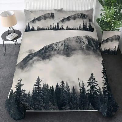 Smoky Mountain Misty Forest Comfortabele Dekbedovertrek Kussensloop Beddengoedset Kinderkamer Decoratie Huishoudtextiel EU Single 135x200cm