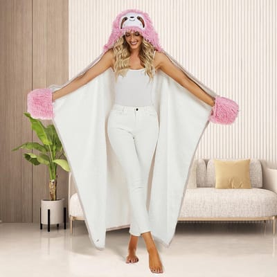 Goodivery ® Zachte en Knusse Roze Deken met Luiaardontwerp voor Comfort en Stijl