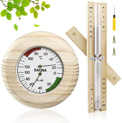 Houten Sauna Thermometer Hygrometer Set met Zandloper voor Tijdmeting