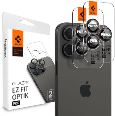 Spigen GlasTR EZ Fit Optik Pro - Camera Lens Protector Geschikt voor Apple iPhone 16 Pro Max / 16 Pro / 15 Pro / 15 Pro Max - met Installatieframe - Duo Pack - Rood