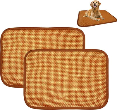 2 stuks - Koelmat Kat - Koelmat Hond - Rotan verkoelingsmat voor huisdieren - Huisdierenmat - voor Katten, Puppy's Konijnen en Knaagdieren - Voor Kooi & Binnenhuis - bruin - 35x50cm