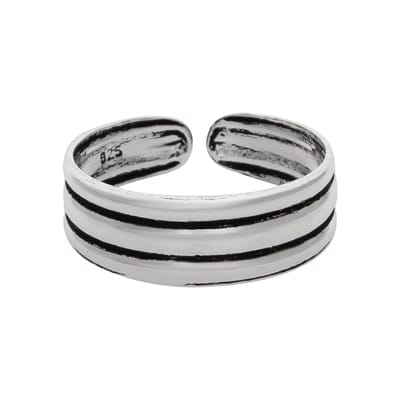 Zilveren teenring - WeLoveSilver met geoxideerde strepen