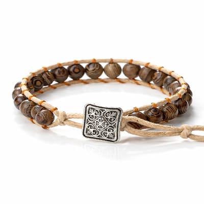 Marama Gevlochten Armband Houten Kralen - Vegan Cord