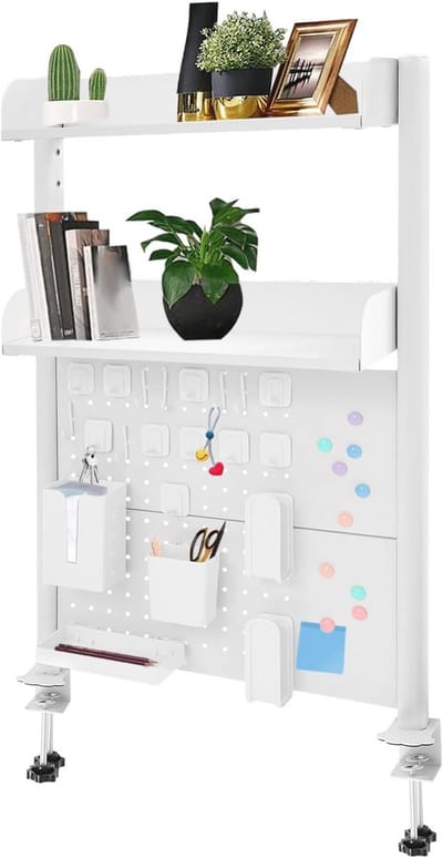 Klein Klem Bureau met Pegboard en 3 Niveaus - Organizer voor Computeraccessoires