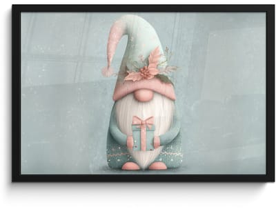 Poster in lijst - Fotolijst 60x40 cm - Posters - Kerstgnome - Cadeau - Groen - Posterlijst zwart - Decoratie - Wanddecoratie woonkamer - Muurdecoratie slaapkamer - Kerstversiering - Kerstdecoratie voor binnen - Kerstmis