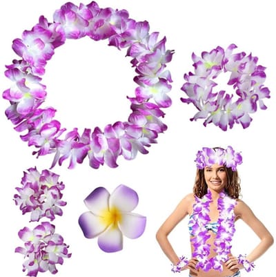 Dailygoods- Bloemenketting - 5 Stuks - Hawaïaanse Krans - Tropische Slingers - Feestdecoratie - Duurzaam Materiaal - Lichtgewicht en Ademend - Feestketting