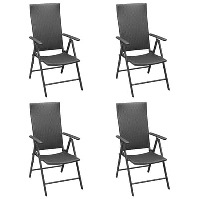 vidaXL - Opklapbare - stoelen, - 4 - stuks, - van - polyrotan, - zwart.